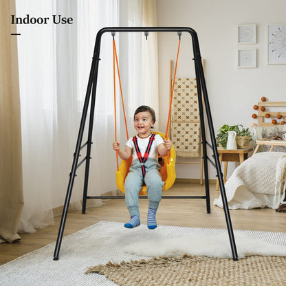 ONCLOUD Upgraded Hammock Chair Stand Metal Swing Stand Frame, Heavy Duty Steel Hammock Stand Only for Porch, Backyard, Indoor or Outdoor, Black