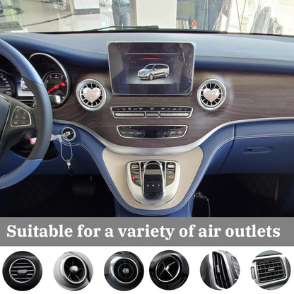 Osilly Car Bling Air Vent Clips, 2 Pcs Bling Heart Charm Air Conditioning Outlet Clip, Crystal Rhinestone Accessories, Sparkly Car Interior Decoration Cute Accessories for Women Girls（White）