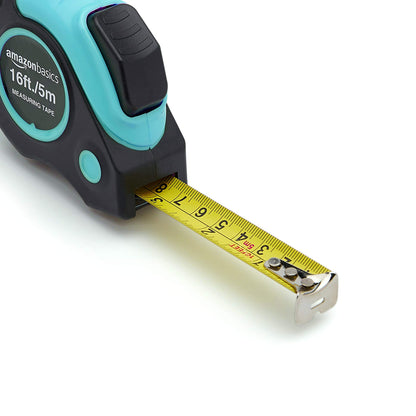 Amazon Basics Tape Measure - 16 ft / 192 in, Turquoise