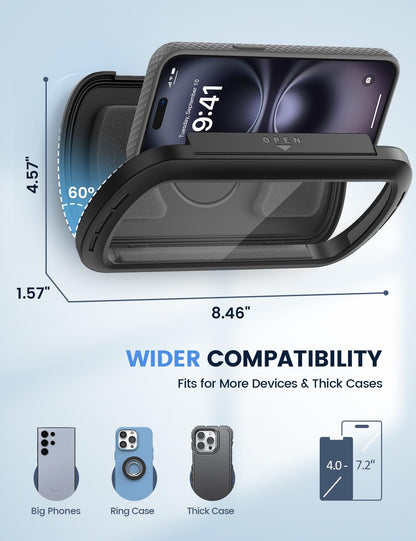 Lamicall Shower Phone Case Holder Waterproof - Clear Sound with Speaker Hole, Shower Bathroom Bathtub Accessories, IPX6 Waterproof Wall Mount for iPhone 16 Pro Max, S25 Ultra, 4-7" Big Phones