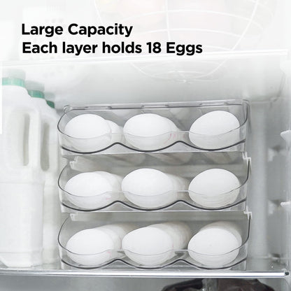 Homediea Egg Holder for Refrigerator | New & Improved Auto Rolling Stackable Fridge Egg Storage Organizer/ Container (36 Eggs)