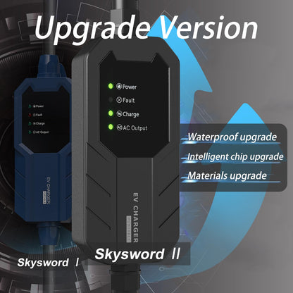 MEGEAR Skysword Ⅱ Level 1-2 EV Charger, 100-240V 16A 25FT Portable EVSE, NEMA 6-20 Plug with NEMA 5-15 Adapter Electric Vehicle Charging Station