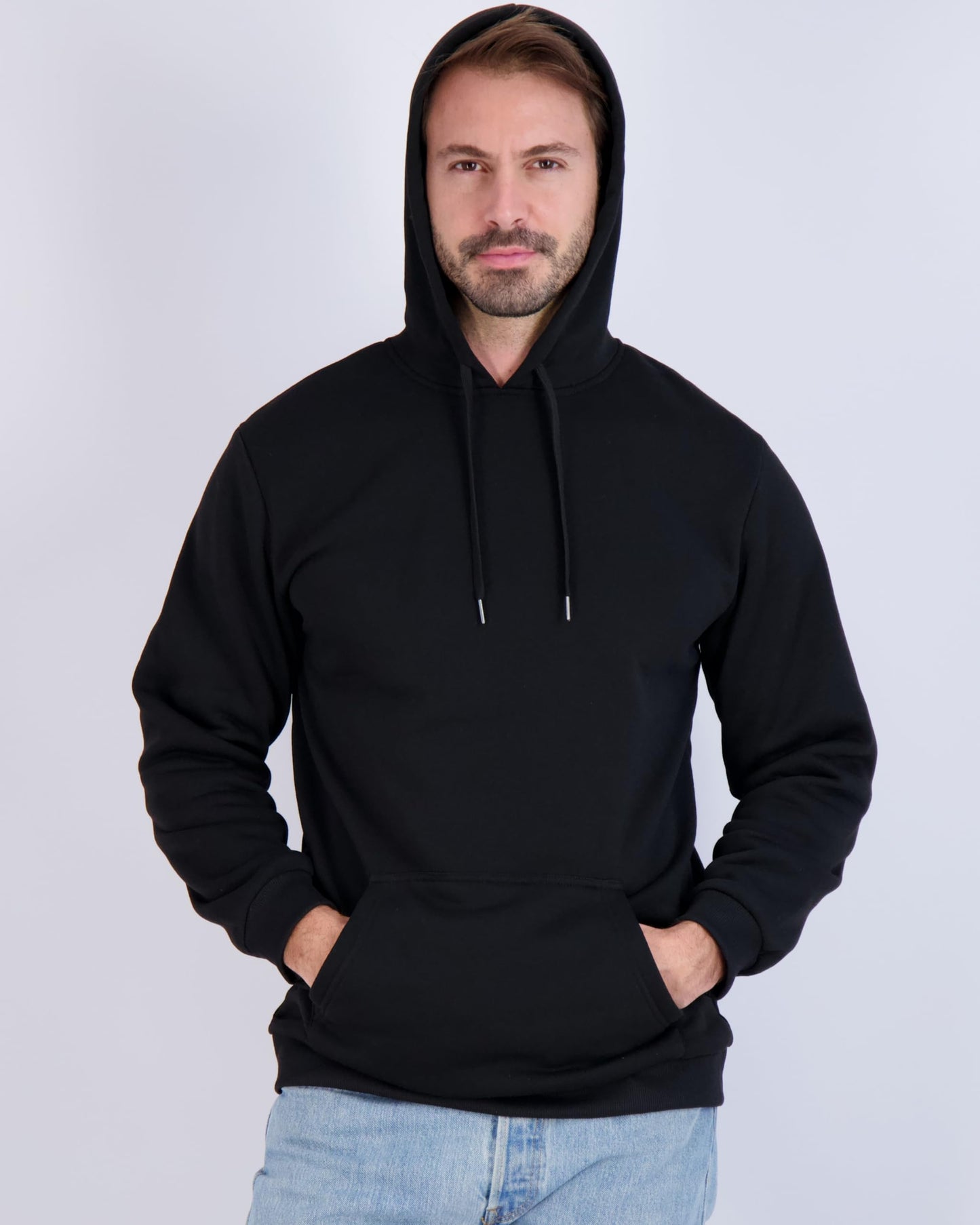 Real Essentials 3 Pack: Men's Fleece Pullover Hoodie - Long Sleeve Hooded Sweatshirt Pockets (Available in Big & Tall)-Set 4, Large