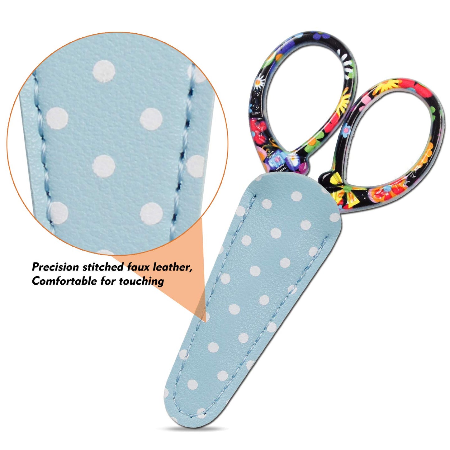 Hisuper Sewing scissors sharp scissors Embroidery Scissors Crafting Threading Scissors with Leather Scissors Cover for Needlework Craft Art Work Manual Sewing Handicraft DIY Tool Black Flower