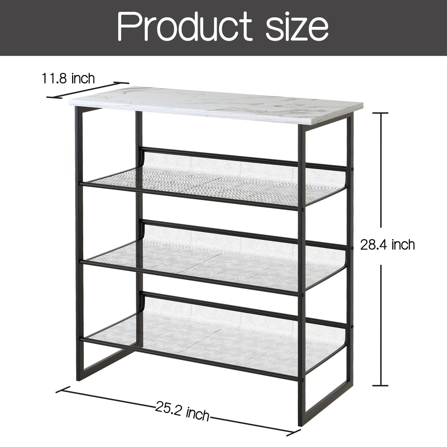 Garden 4 you 4 Tiers White Marble Shoe Rack,Freestanding Organizer Multi-Purpose Adjustable Flat and Slant Storage Rack Shoe Shelf, High Heels Potted Plant for Entryway Hallway Living Room Closet