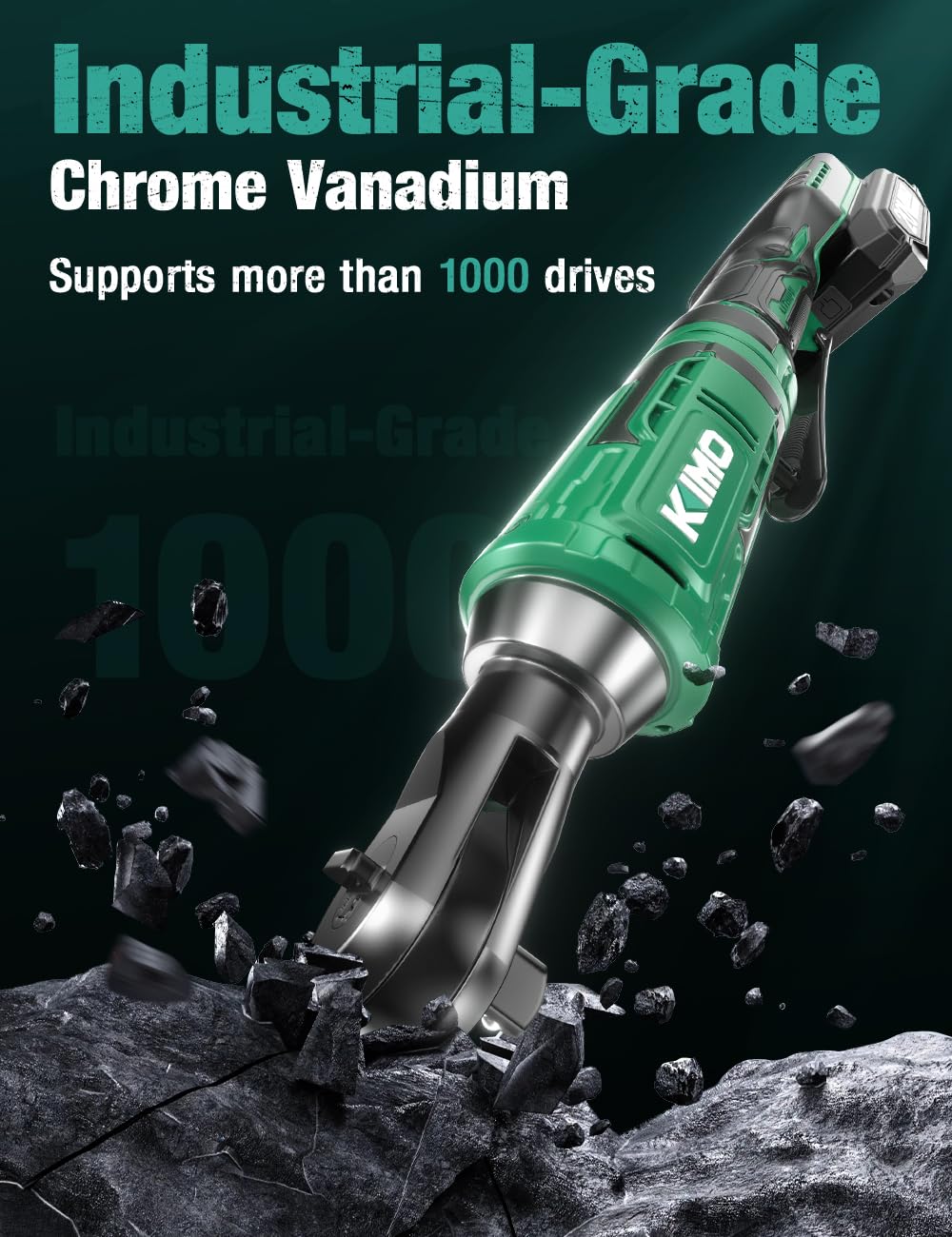 KIMO 20V Cordless Ratchet Wrench 3/8 Set, 74 Ft-lbs 400 RPM Electric Ratchet Wrench, Battery Powered Ratchet with 7 Sockets, 3" Extension Bar, 1/4" Adapter, 2-Pack Lithium-Ion Batteries, Fast Charger