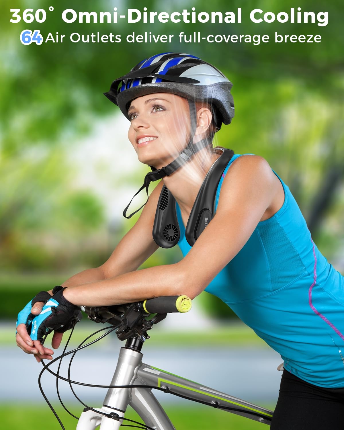 Portable Bladeless Neck Fan, 5000mAh Rechargeable Battery, 3 Speeds, Workout Essential, 360°Airflow, Twistable, Personal Wearable Neck Fan for Sports Outdoor Indoor, Gifts for Man Woman Family