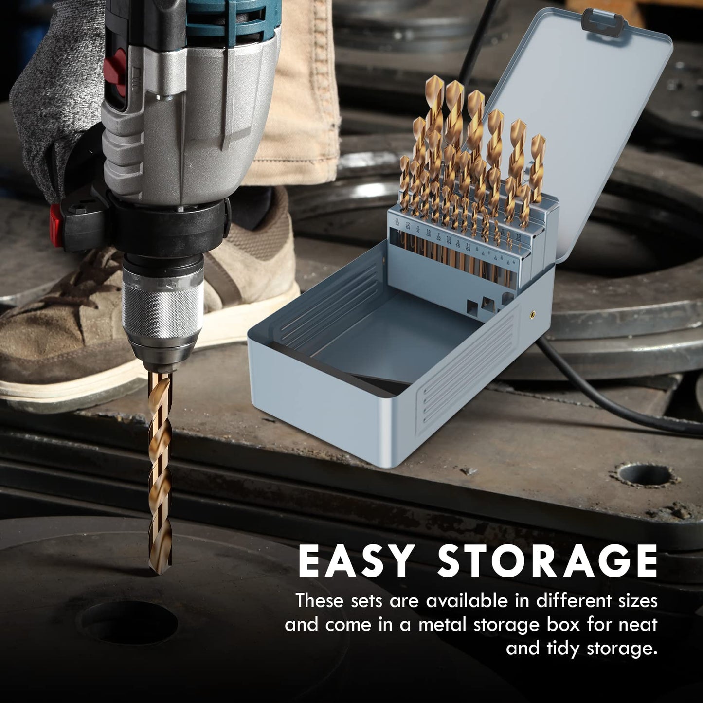 MACXCOIP Cobalt Drill Bit Set, 29Pcs M35 High Speed Steel Bits for Hardened Metals, Stainless Steel, Cast Iron and Wooden Plastics, with Metal Index Storage Box, 1/16"-1/2"