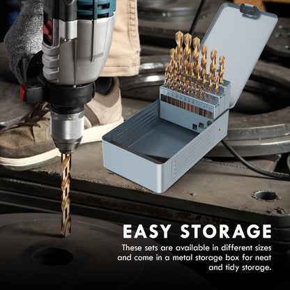 MACXCOIP Cobalt Drill Bit Set, 29Pcs M35 High Speed Steel Bits for Hardened Metals, Stainless Steel, Cast Iron and Wooden Plastics, with Metal Index Storage Box, 1/16"-1/2"