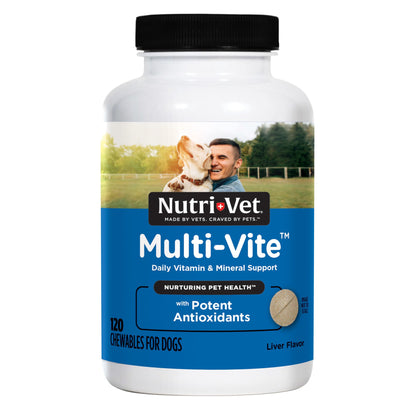 Nutri-Vet Multi-Vite Chewables for Adult Dogs, Daily Vitamin and Mineral Support, Potent Antioxidants, Supports a Balanced Diet, 120 Count