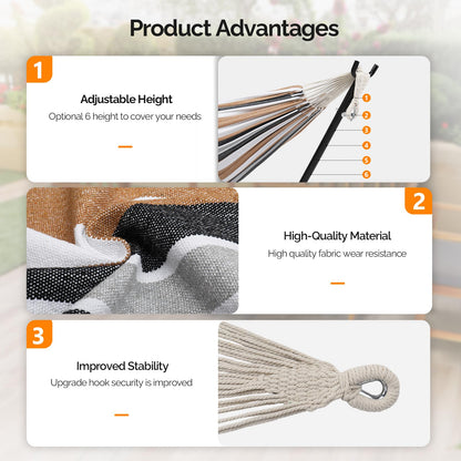 ONCLOUD Heavy Duty 550 LBS Double Hammock with Stand Included with Portable Carrying Bag, Upgraded 2 Person Hammock with Frame for Outdoors & Indoors, Series TDCTZ2 - Desert Stripe