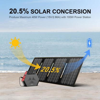 100W Solar Generator with 40W Foldable Solar Panel, Sinkeu 24600mAh Power Bank with AC Outlet for Home Use 97.68Wh Portable Power Station for Camping Hurricane Emergency