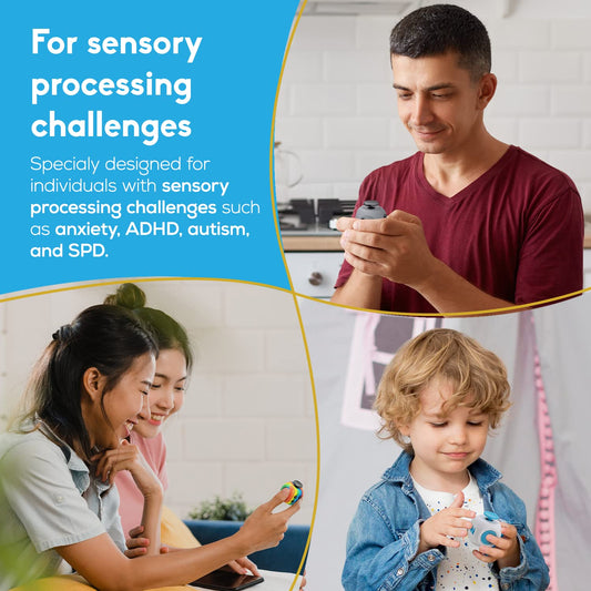 PILPOC theFube Fidget Cube, 6-Sided Stress Relief Infinity Cube for Adults & Kids, Boosts Concentration, Mindfulness Aid, Silent & Audible Modes, Includes Carry Case for Portability (Midnight)