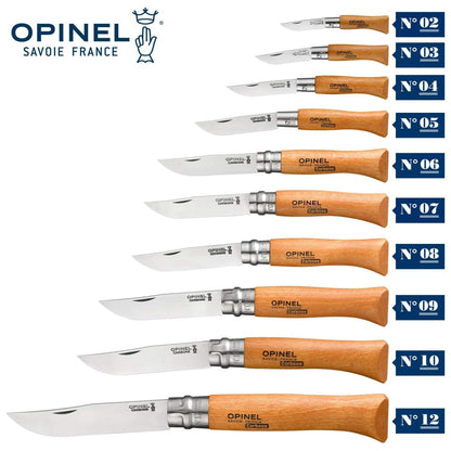 Opinel No. 06 Carbone - Carbon Steel Folding Pocket Knife, Beechwood Handle, 2.87 in. Blade, Virobloc Safety Locking Collar, Made in France