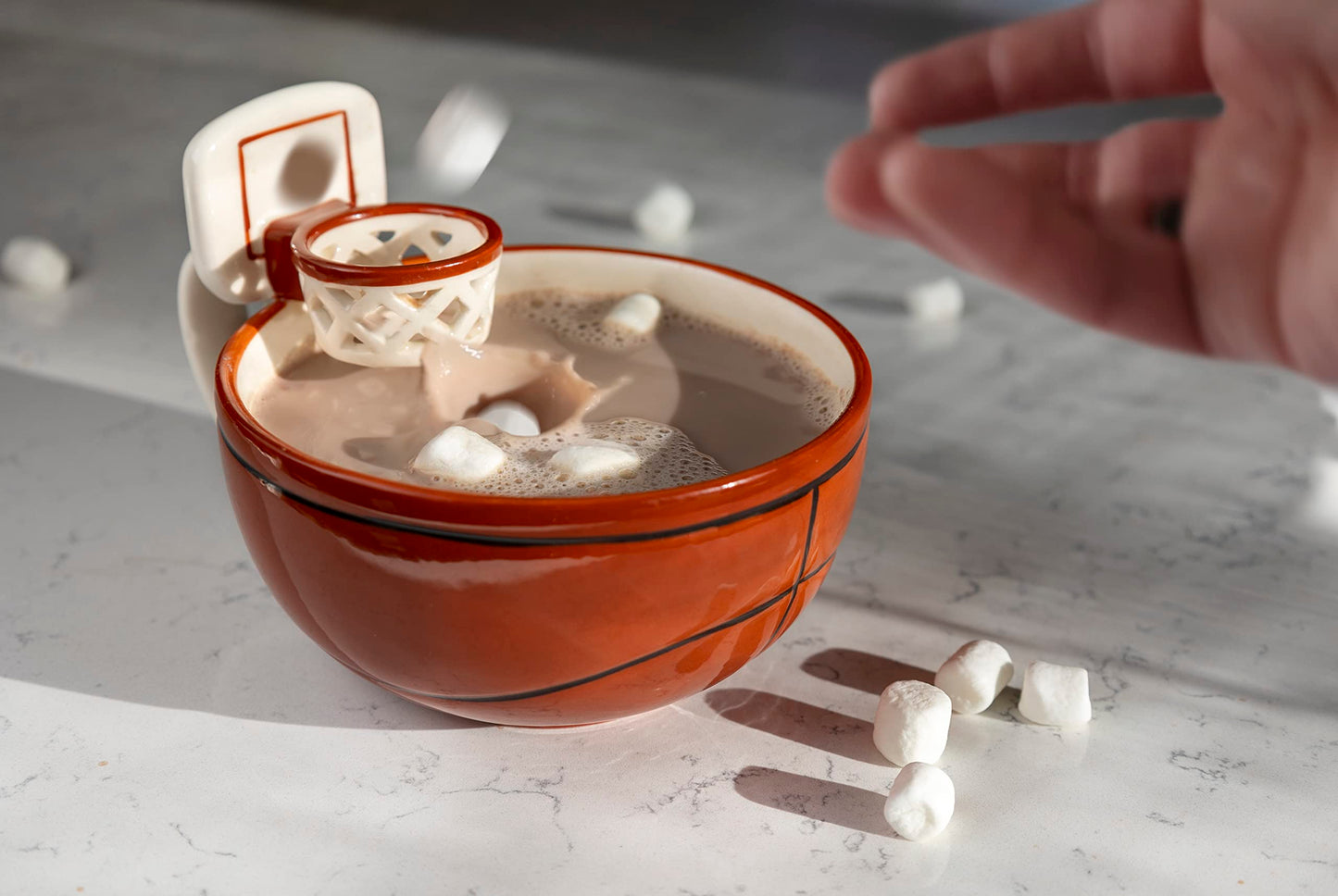 MAX'IS Creations The Mug with a Hoop Basketball Mug Funny Ceramic Coffee Mugs Cereal Bowl Sports Coach Kids Basketball Gifts for Boys 8-12 12-14 Girls Stuff Accessories Mini-Hoop for Kids, 16oz