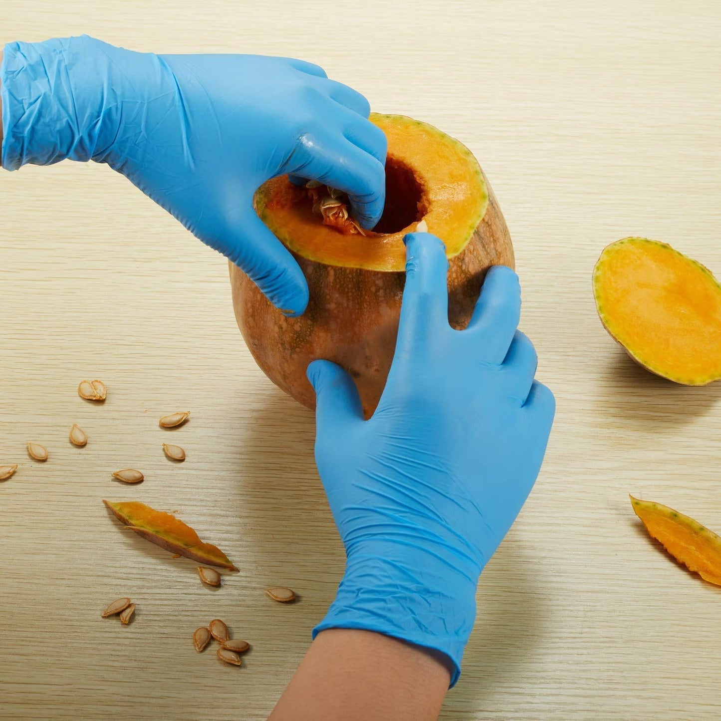 Nitrile Kids Gloves Disposable for 4-10 Years - Latex and Powder Free - for Kids Festival Preparation, Crafting, Painting, Gardening- Blue