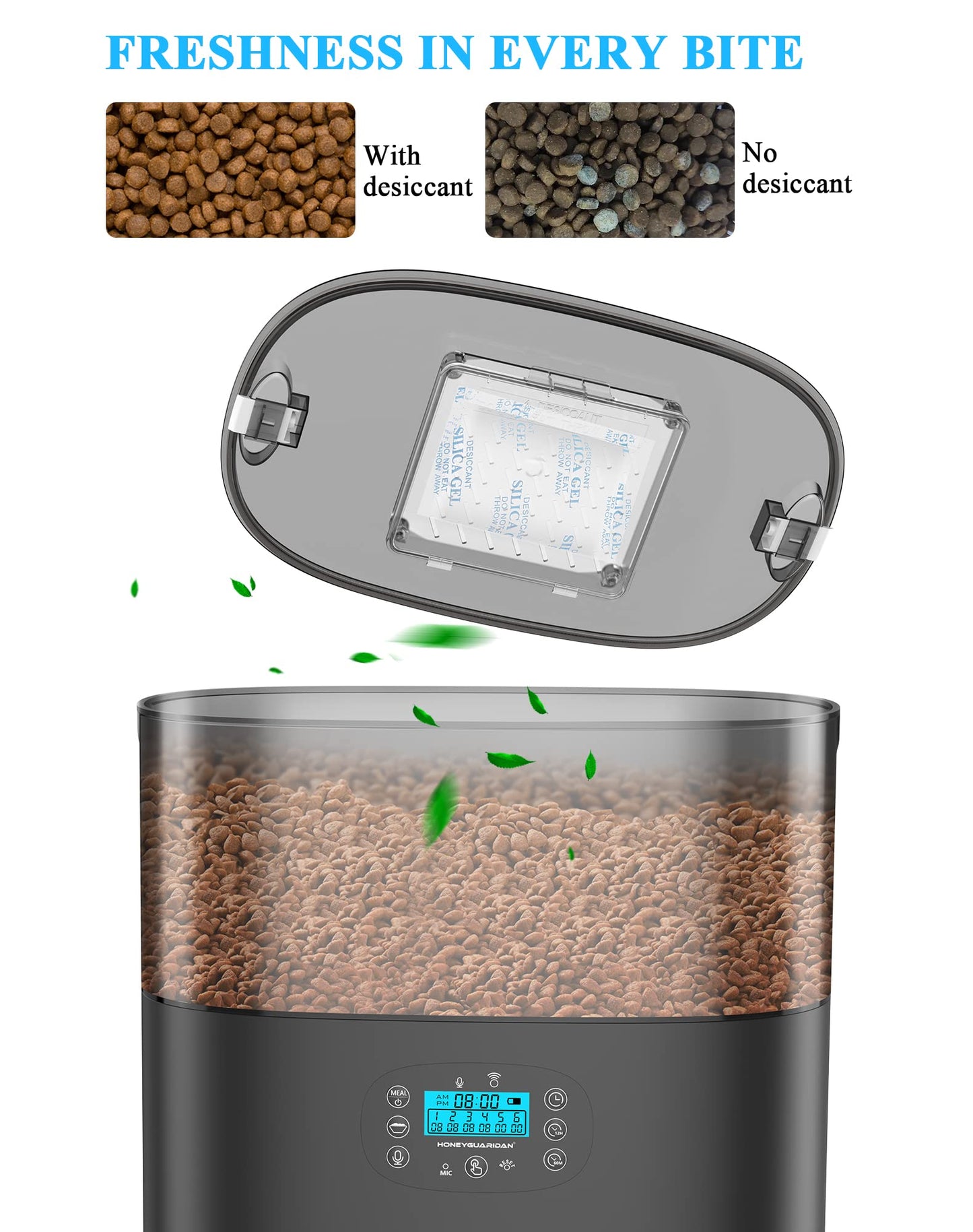 HoneyGuaridan 6L Automatic Cat Feeder for 2 Cats, 2.4G WiFi Enabled Smart Feed Automatic Pet Feeder for Cats & Dogs, Timed Pet Food Dispenser with Stainless Steel Bowl APP Control, 10s Voice Recorder