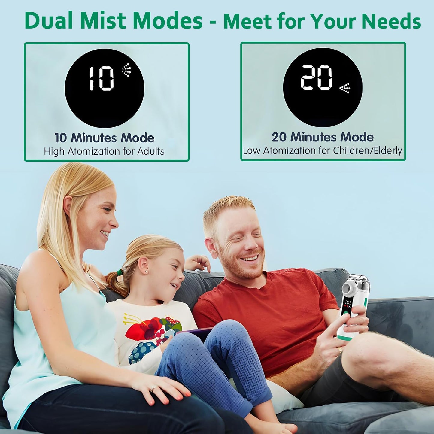 Hand-held Nebulizer for Respiratory System, Portable Nebulizer with Self-Clean Mode, Rechargeable Nebulizer for Home Office Travel