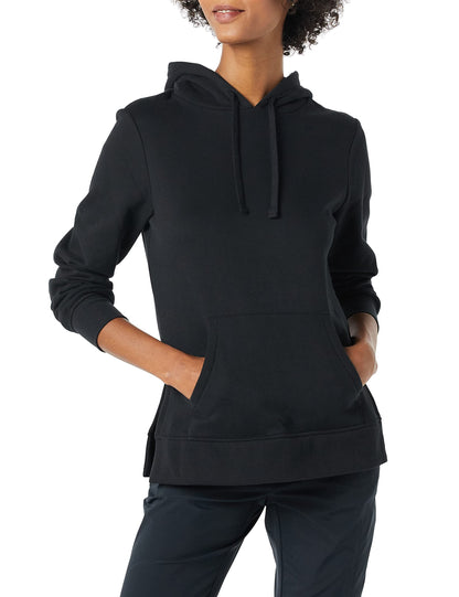 Amazon Essentials Women's Fleece Hooded Tunic Sweatshirt, Black, Medium