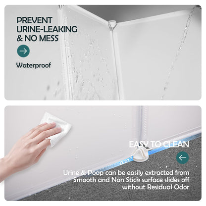 MEEXPAWS Cat Litter Box Enclosure Splash Guard Extra Large 28L × 21.5W x 18H inch, Light Weight Plastic Sheets with Cat Litter Mat Easy Clean (White)