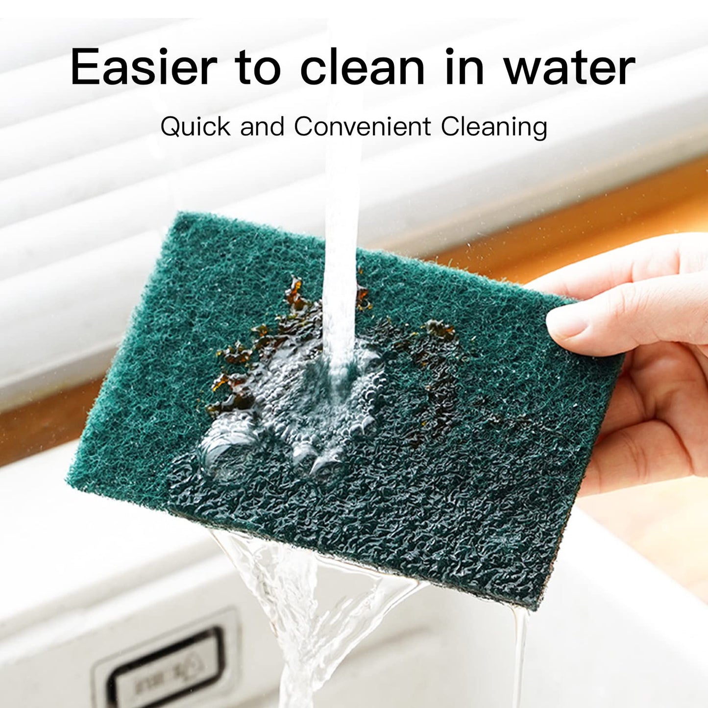 GUEICN Heavy Duty Scour Pads Sponge Dish Scrubber Non-Scratch Green Reusable Household Scrub Pads for Kitchen and Dish Cleaning Tool (12Pcs)