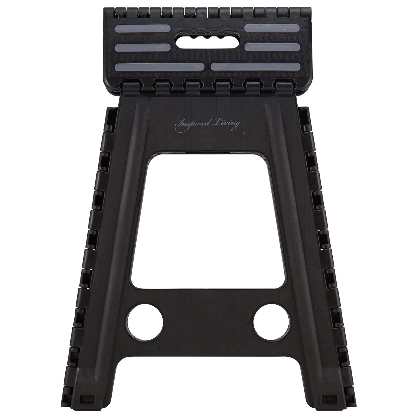 Inspired Living 18" Step Stool, Folding Step Stools for Adults, Plastic Foldable Step Stools Kids, Holds Up to 330 lbs, Collapsible Folding Stool for Kitchen, Bathroom, Bedroom - Black/Grey