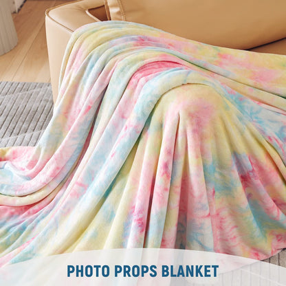 KAWAHOME Sherpa Fleece King Size Blanket for Bed - Extra Warm and Heavy Thick Blankets for Winter, Super Soft 500GSM Plush Blanket, 108" X 90" Rainbow