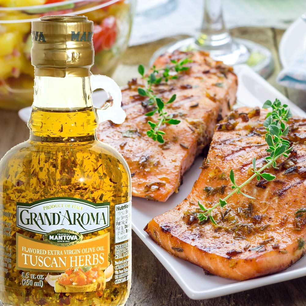 Mantova Grand’Aroma Flavored Extra Virgin Olive Oils, Variety Gift Set, made in Italy, cold-pressed, 100% natural, heart-healthy, for grilling, barbequing, smoking, and cooking, 8.5 oz