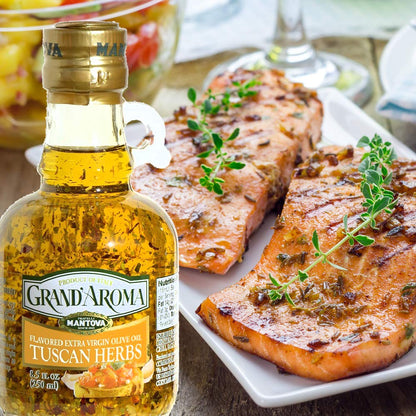 Mantova Grand’Aroma Flavored Extra Virgin Olive Oils, Variety Gift Set, made in Italy, cold-pressed, 100% natural, heart-healthy, for grilling, barbequing, smoking, and cooking, 8.5 oz