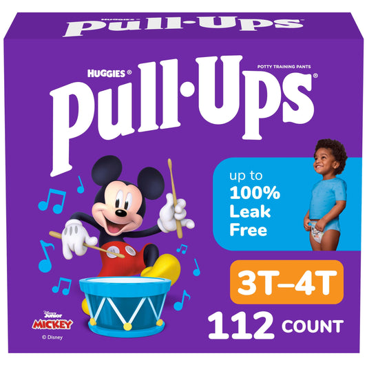 Pull-Ups Boys' Potty Training Pants, Size 3T-4T Training Underwear (32-40 lbs), 112 Count (4 Packs of 28), Packaging May Vary