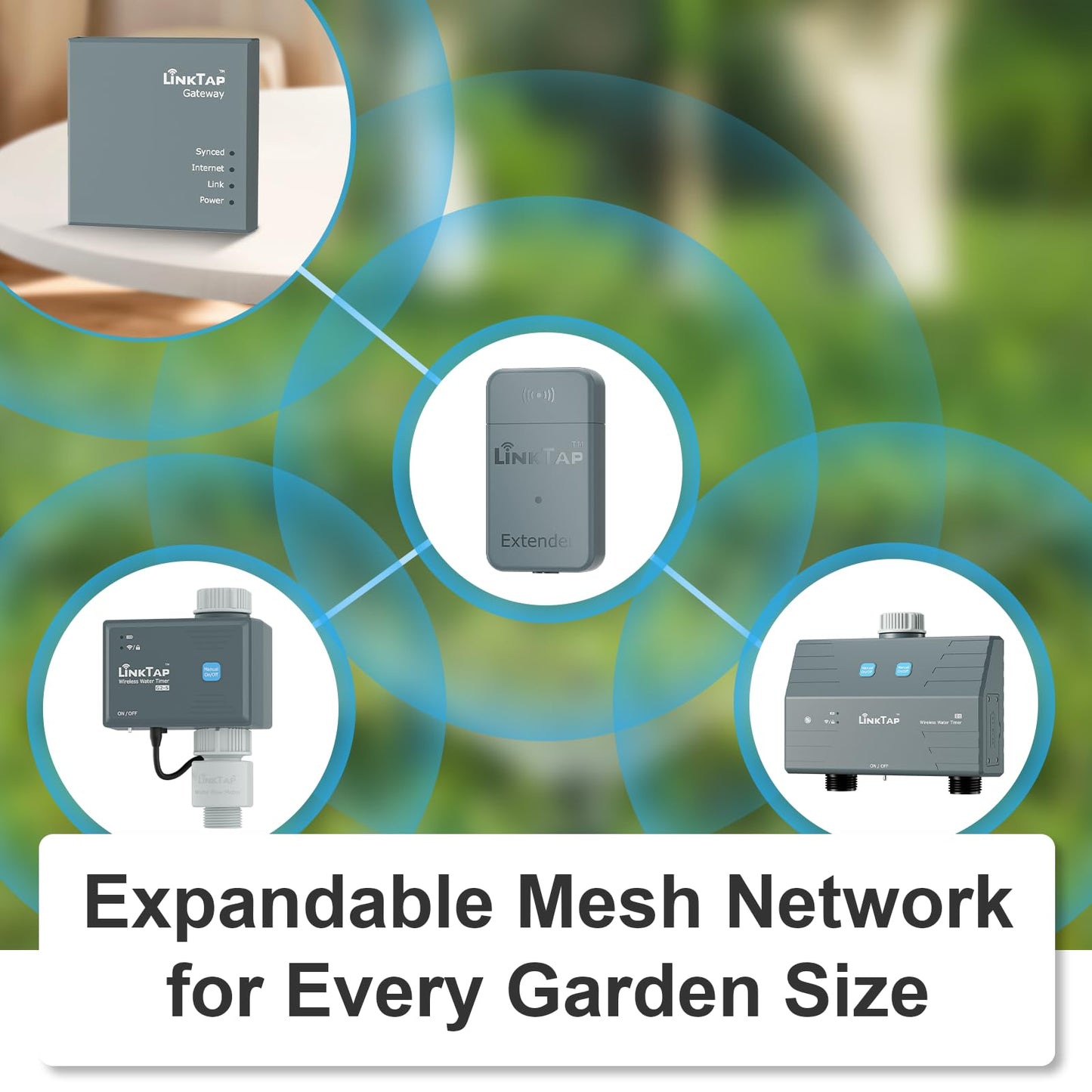 LinkTap G2S Smart Water Timer & Gateway, Weather Aware, Intelligent Fault Detection & Alerts, Wider Range Than WiFi Hose Timer, Automatic Watering System for Garden, Lawn & Yard, Scalable Mesh Network