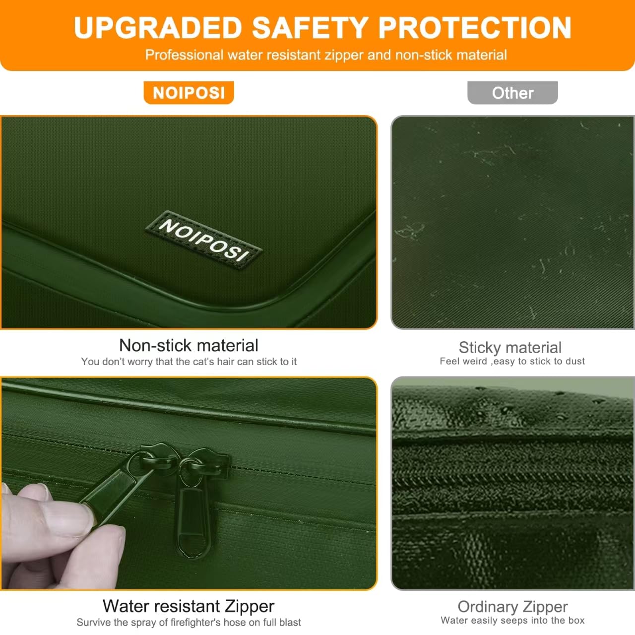 Noiposi Document Organizer with 5200℉ Heat Insulated,Waterproof and Fireproof Document Box,Portable Home Travel Safe Storage Box for Important Documents,File and Birth Certificate，Green