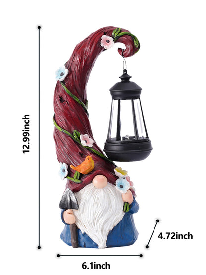 Pohabery Gnome Garden Decor Statue Solar Gnomes Decorations for Yard with Lantern Light Outdoor Decorations for Patio Mom Gift