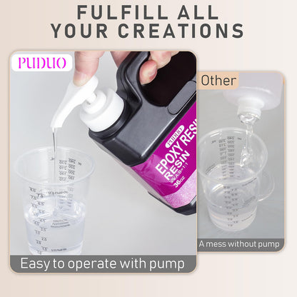 Puduo Epoxy Resin Kit 72OZ，Newly Formulated Crystal Clear Epoxy Resin，Strong, Bubble-Free, Anti-Yellowing Art Resin That，Suitable for Casting, DIY, Molds, Jewelry, Easy to Mix 1:1 Ratio