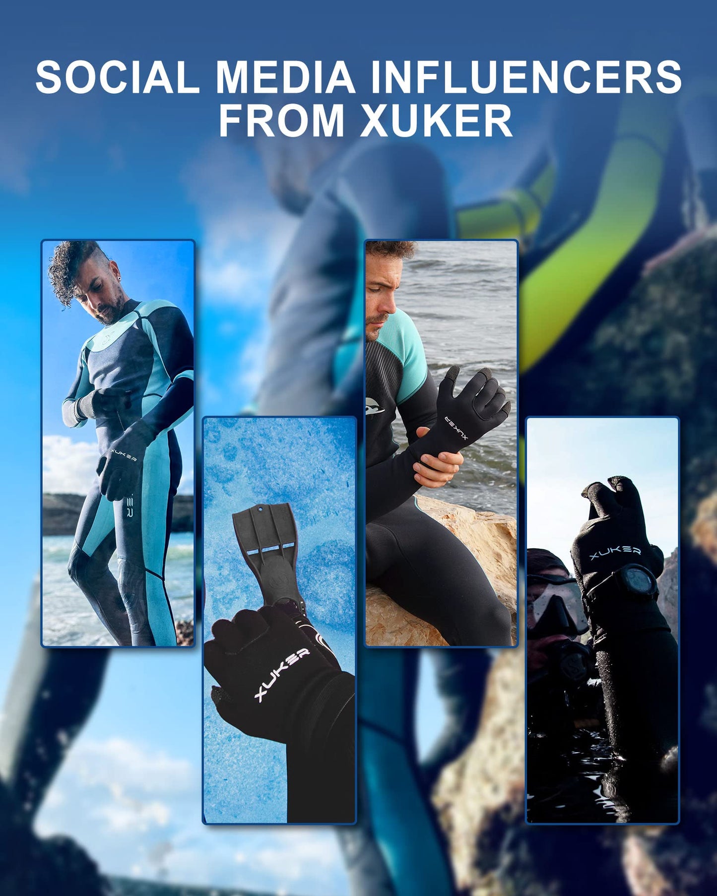 XUKER Water Gloves, 3mm & 5mm Neoprene Five Finger Warm Wetsuit Winter Gloves for Scuba Diving Snorkeling Paddling Surfing Kayaking Canoeing Spearfishing Skiing (3mm-Black, M)