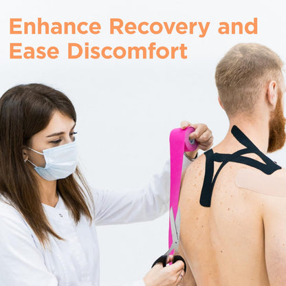 OK TAPE Kinesiology Tape, Regular Original Cotton Elastic Athletic Tape for Support and Recovery, Sports Tape, 2in×16.4ft Uncut Roll - Pink