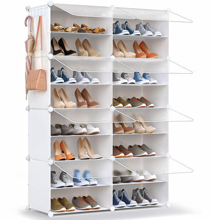 HOMICKER Shoe Storage,32 Pairs Shoe Rack Organizer for Closet Shoe Cabinet with Door Shoe Shelves for Closet,Entryway,Hallway,Bedroom