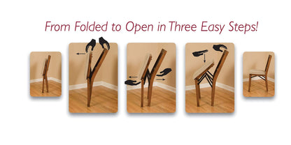 MECO Stakmore School House Wooden Folding Chairs with Padded Seats, Set of 2 - No Assembly Foldable Dining Chairs, Steel Folding Mechanism, Upholstered Cushion, Space-Saving, Fruitwood Frame