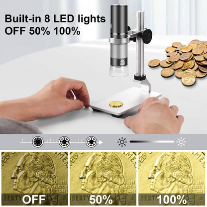 Ninyoon 4K Microscope with Professional Stand + Case for iPhone Android PC, 50-1000X Digital USB Microscope Endoscope HD Camera for All Cellphones iPad Android Tablet Windows Mac Chrome Linux