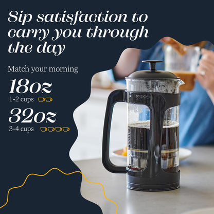 ESPRO - P3 French Press Coffee Maker – Patented Double Microfilter for Sludge and Grit Free Coffee, Black, 32 oz