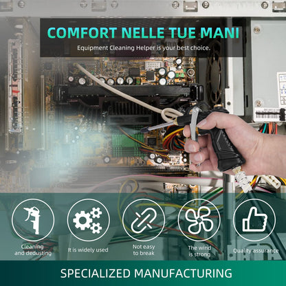 Industrial Air Blow Gun with Brass Adjustable Air Flow Nozzle, Universal hose and 2 Steel Air flow Extension. Pneumatic Air Compressor Accessory Tool Dust Cleaning Air Blower Gun. (2pcs)