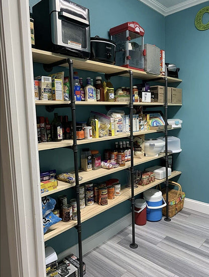 (77"Tall,14"Deep,3pcs) Industrial Retro Wall Mount Iron Pipe Shelf,DIY Open Bookshelf,Hung Bracket,Home Improvement Kitchen Shelves,Tool Utility Shelves, Office Shelves, pipe shelving