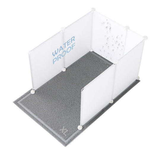 MEEXPAWS Cat Litter Box Enclosure Splash Guard Extra Large 28L × 21.5W x 18H inch, Light Weight Plastic Sheets with Cat Litter Mat Easy Clean (White)