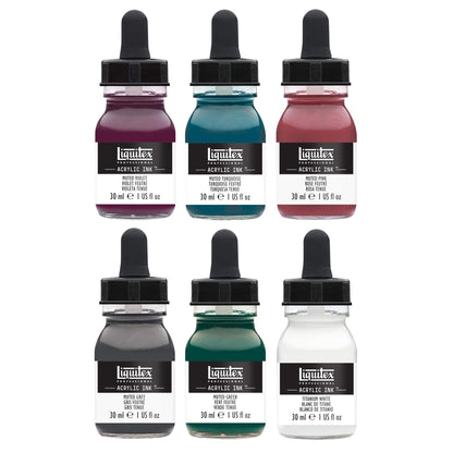 Liquitex Professional Acrylic Ink, 1-oz (30ml), Muted Collection, Set of 6