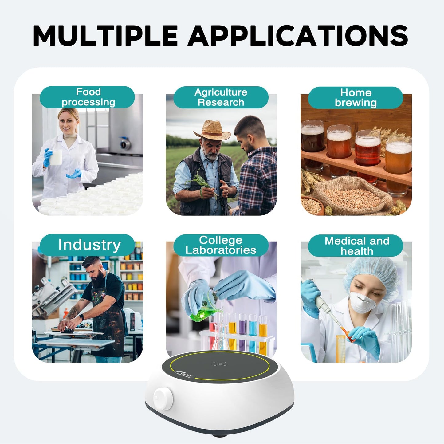 LAB FISH Laboratory Magnetic Stirrer 2000PRM Magnetic Mixer Max Stirring 3000ml Capacity Stir Plate with Stir Bar Egg for Lab and Homebrew