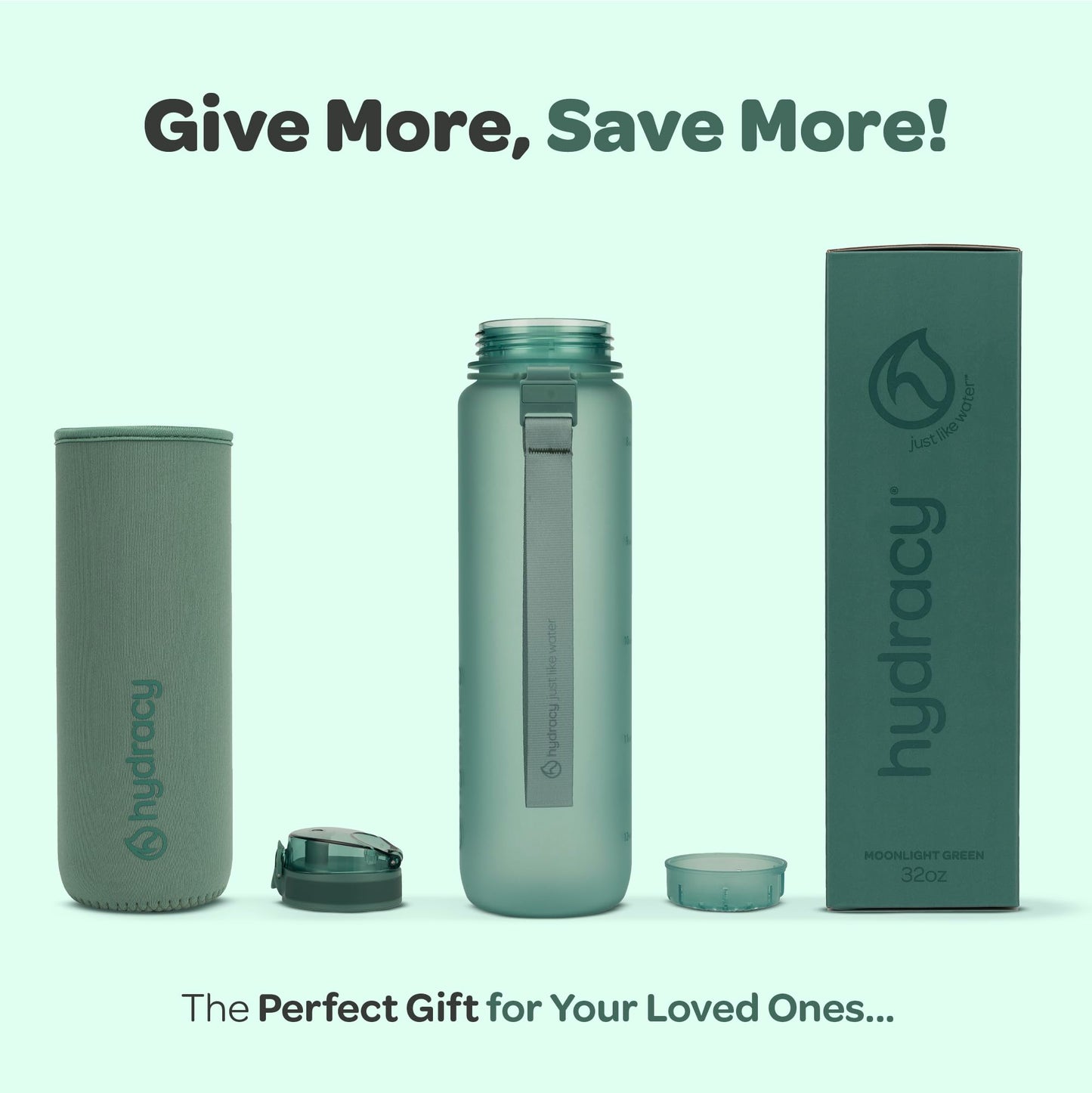 Hydracy Water Bottle with Time Marker - Large 32 oz BPA Free Gym Bottle & No Sweat Sleeve -Leak Proof Lid with Fruit Infuser Strainer & Times to Drink - Ideal for Fitness Sports & Outdoors