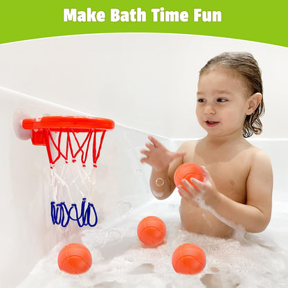 MARPPY Bath Toys - Bathtub Basketball Hoop for Kids Toddlers - Mold Free Bath Toys with Suction Cup & 3 No Hole Balls - Shower and Bathtub Toys for Toddlers - Boys Girls