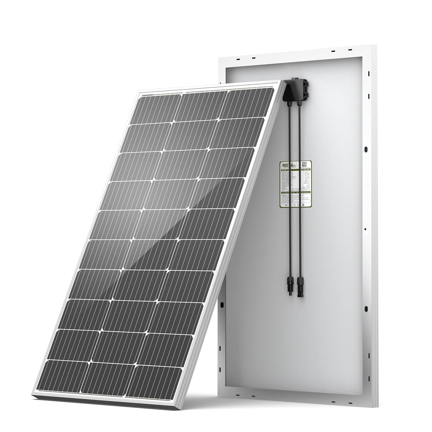 HQST 100 Watt 12V Monocrystalline Solar Panel with Solar Connectors, High Efficiency Module PV Power for Battery Charging Boat, Caravan, RV and Any Other Off Grid Applications