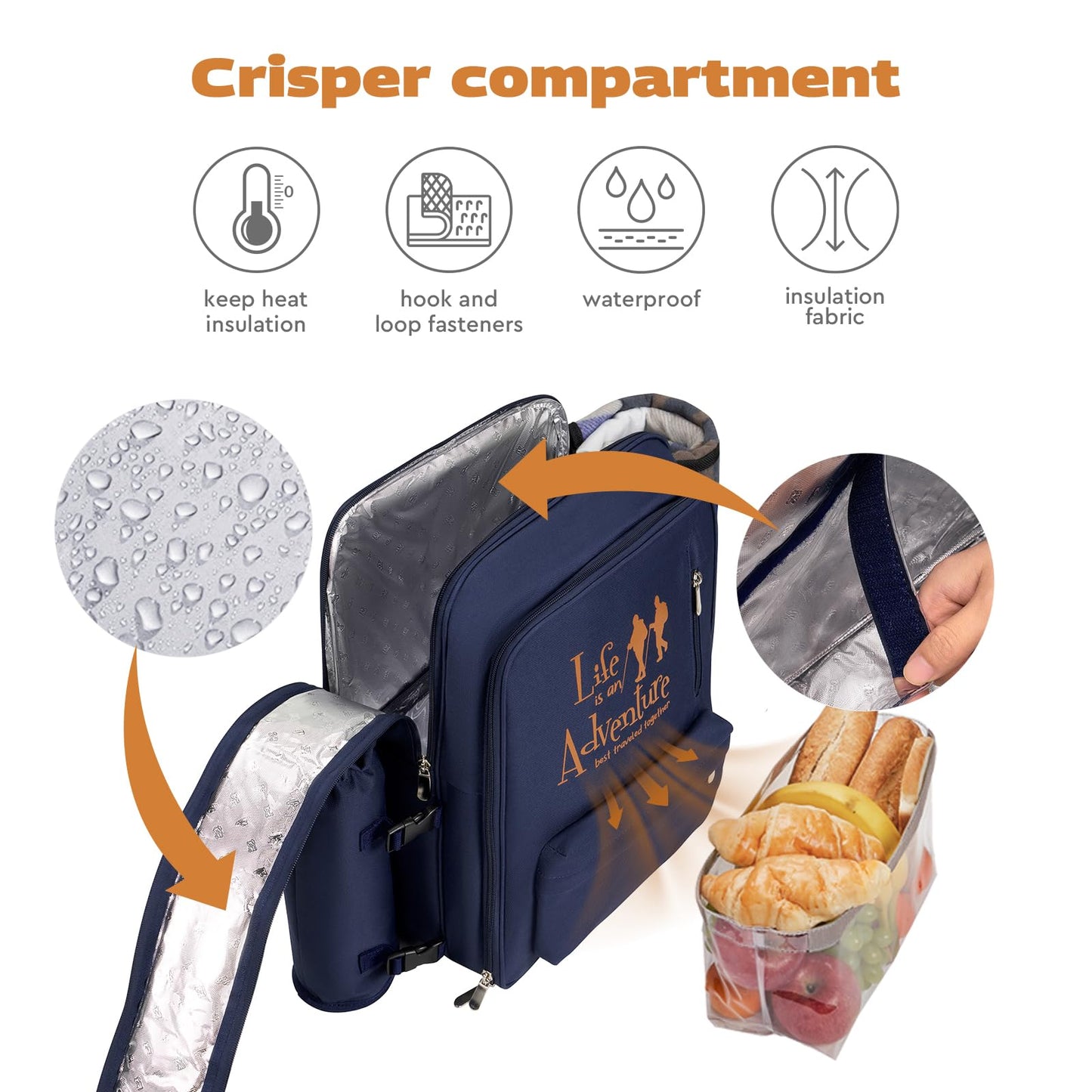 24L Insulated Picnic Basket Leak Proof Picnic Backpack for 2, Blue Camping Gifts, Cool Bridal Shower Gifts for Bride and Groom, Mr and Mrs, Anniversary Engagement Wedding for Newly Engaged Couples