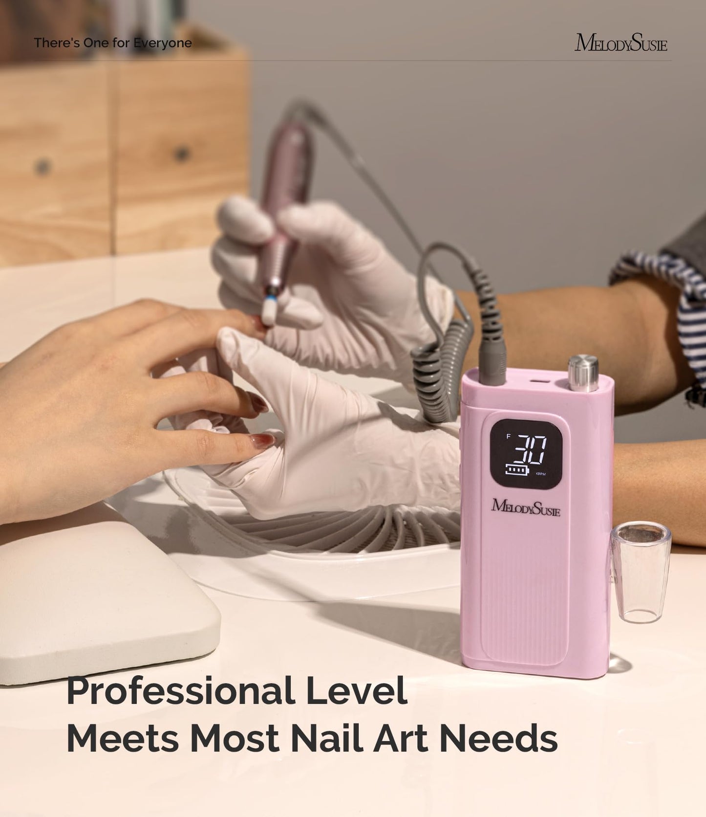 MelodySusie Professional Rechargeable Nail Drill 30000 RPM, Electric Nail File for Shaping, Removing & Polishing Gel Nails, Lightweight & Easy to Use, Ideal for Home & Salon Manicure Pedicure, SC300F